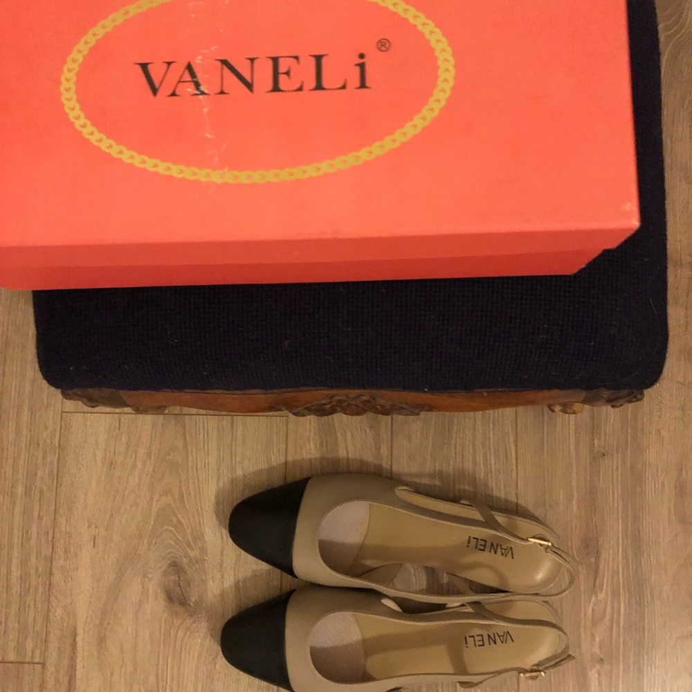 Vaneli Black and Beige Heels